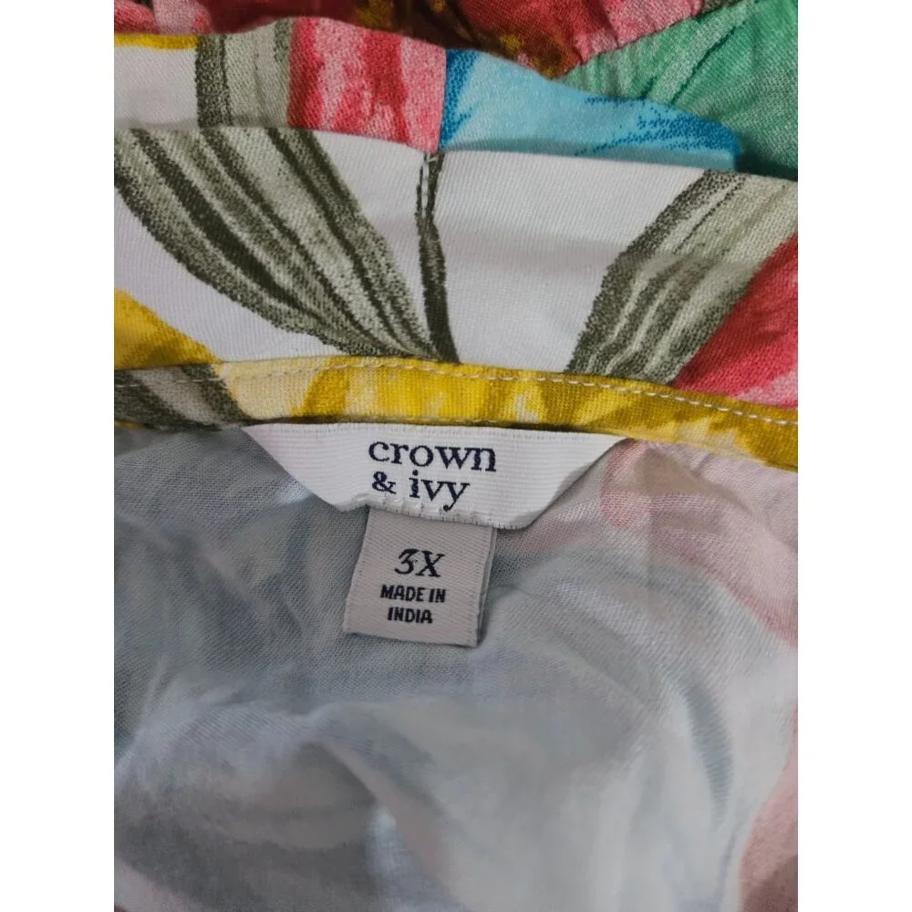 Crown & Ivy Multicolor Floral Tiered Maxi Dress Plus Size 3X Cottage Boho Resort - Picture 5 of 9